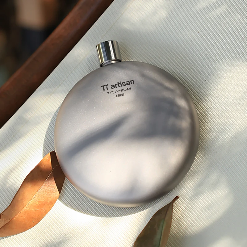 Tiartisan 180ml Titanium Durable Wine Flask with Funnel Outdoor Camping Hiking Mini Portable Alcohol Whisky Bottle