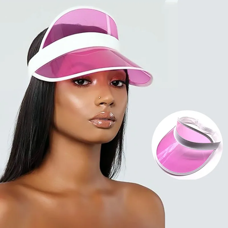 

sun hats for women Transparent Plastic PVC Visor Outdoor UV Protection Unisgender Adult Visor for Women Sports Golf Caps