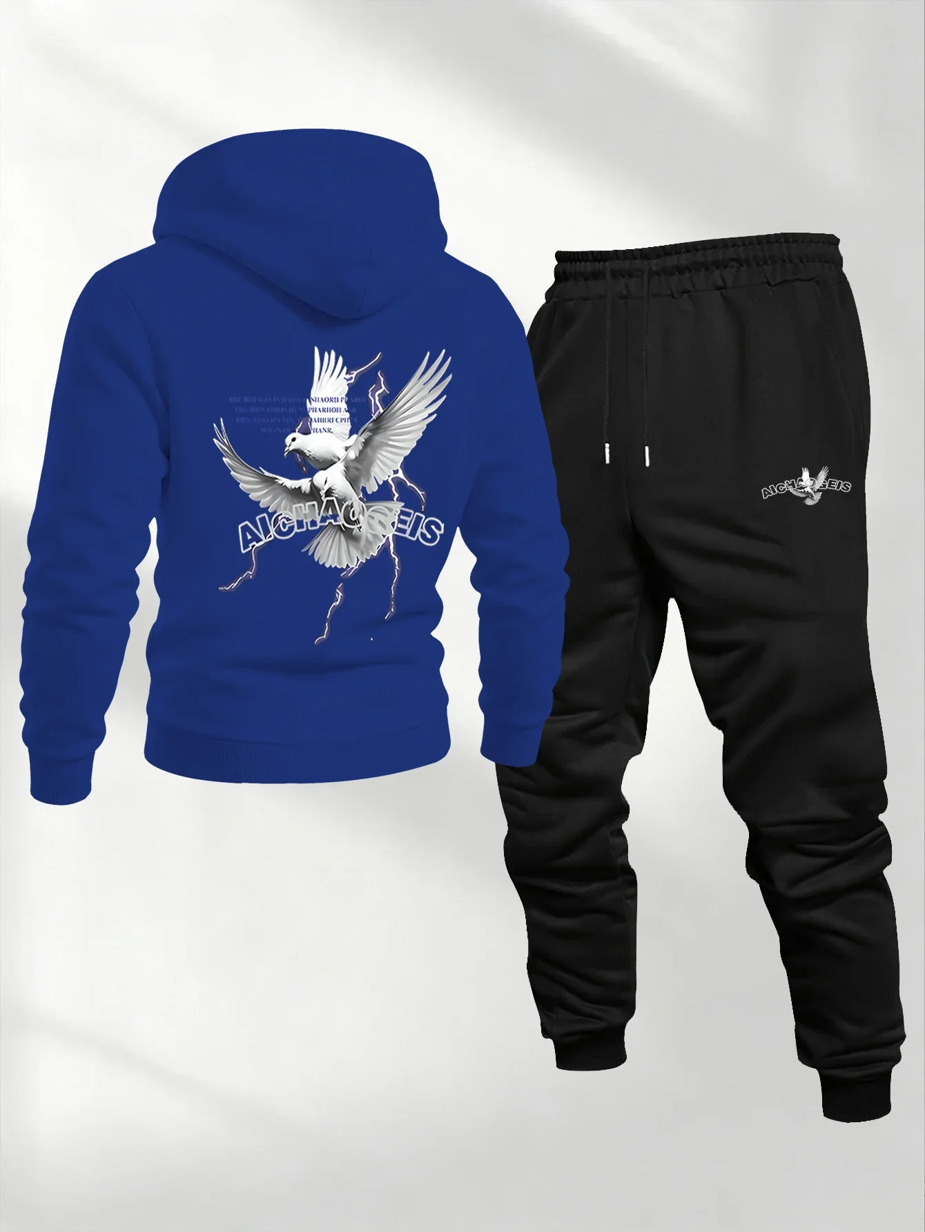2026 Peace Dove Letter Printed Sportswear Set Men's Hooded Sweatshirt Long Pants Set Spring and Autumn Winter Warm Suit