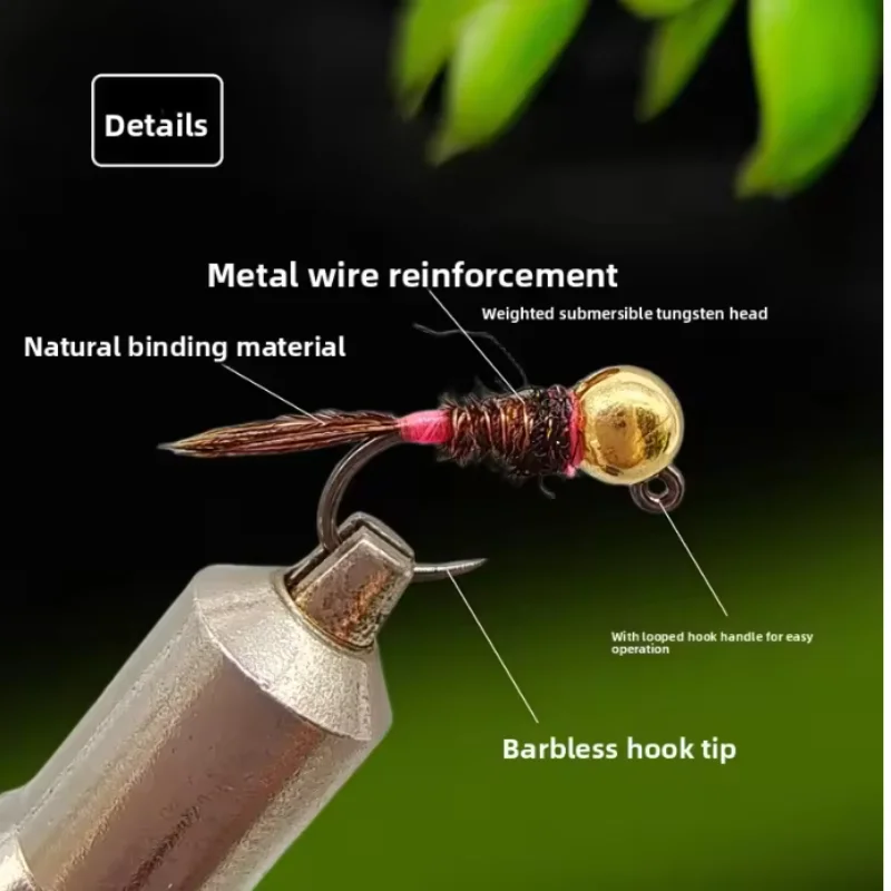 1 Stück Neuer Sinkender Wolframkopf-Nymphen-Fliegenfischerköder Jighead-Nymphen-Fliegen-Set Realistische Insektenköder Angelköder-Zubehör – Detail 4