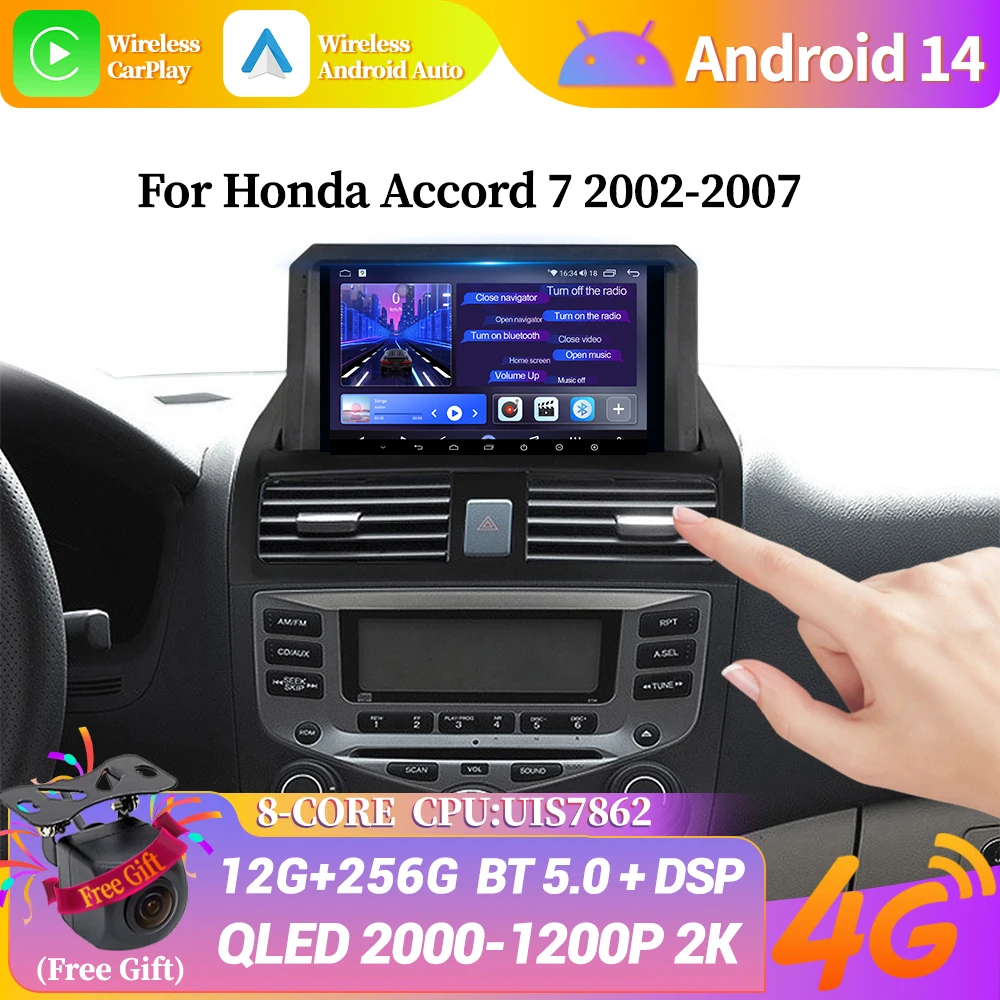 

Android 14 For Honda Accord 7 2002-2007 Car Radio Multimedia Navigation GPS Apple Wireless Bluetooth CarPlay Stereo Touch Screen