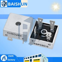 1 unidade Diodo retificador de ponte KBPC5010 - chip GPP monofásico 50A 1000V para fontes de alimentação industriais e unidades de motor