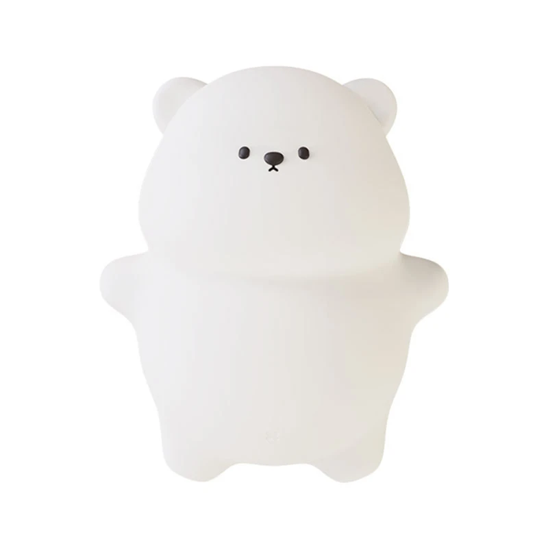 Silicone Lying Flat Bear LED Night Light Cute Animal Kids Night Lamp Touch Control USB Rechargeable Lamps For Kid