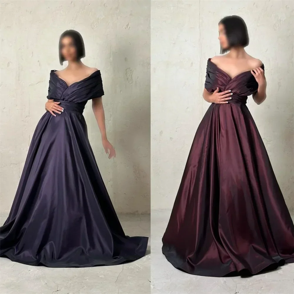 

Customized Formal Dress Evening Dearin Off-the-shoulder A-line Floor Length Open Back Skirts Fold Layered Ruffle Bespoke Occasio