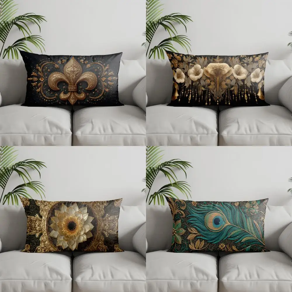 Home Decor Gorgeous Fleur-de-lis Pattern Pillow Suitable For Sofa Bedroom Car Pillow Cover Cushion Rectangular Back Cushion