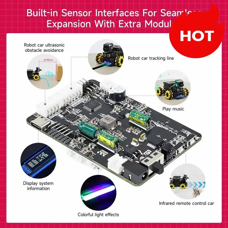 A01V-For Raspberry Pi 5 Robot Expansion Drive Board Kit With Sensor Servo Motor Drive Controller Four-Wheel Steering Motor