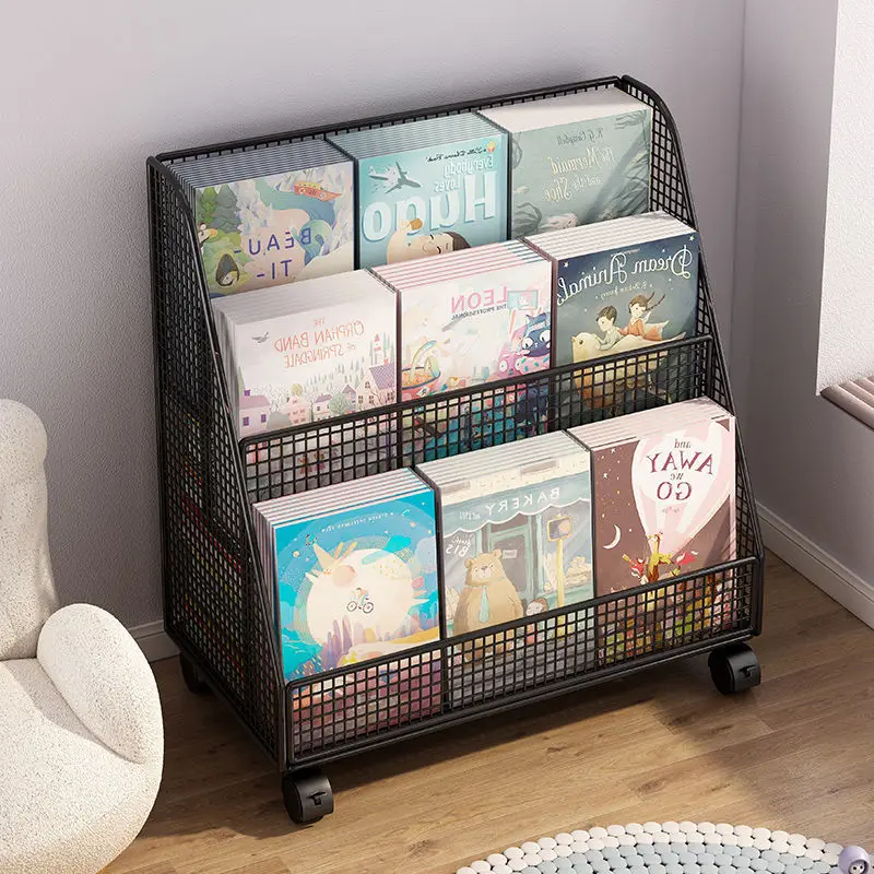 Children Bookshelf Organizer Mobile Desktop Document Storage Rack Large Iron Bookshelf Desk Side Storage Shelf Book Organizer