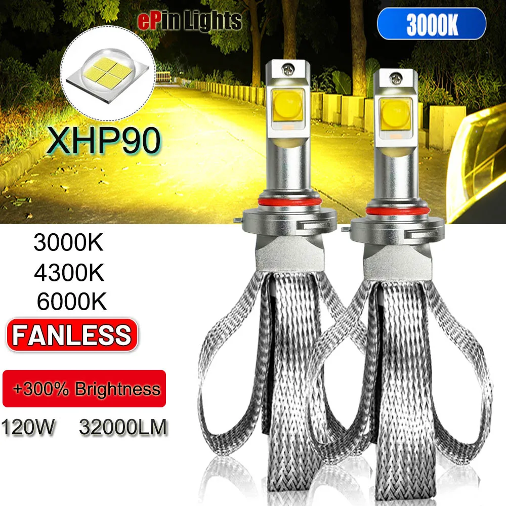 2 قطعة HB3 HB4 HIR2 Led المصابيح الأمامية H7 H4 D2H 3000K 4300K H11 H8 LED سيارة كشافات ضوء XHP90 رقاقة 6000K السيارات الضباب مصباح 12 فولت-24 فولت