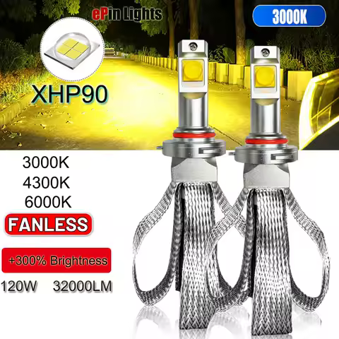 2PCS HB3 HB4 HIR2 Led Headlight Bulbs H7 H4 D2H 3000K 4300K H11 H8 LED Car Headlamp Light XHP90 Chip 6000K Auto Fog Lamp 12V-24V