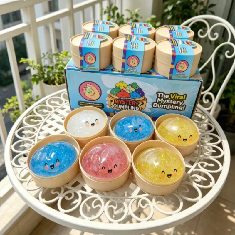 Cute  Smile Dumpling Squishy Set with Steamer, Slow Rising Squeeze Toy, Stress Relief Sensory Fidget Toy, Novelty Funny Gift