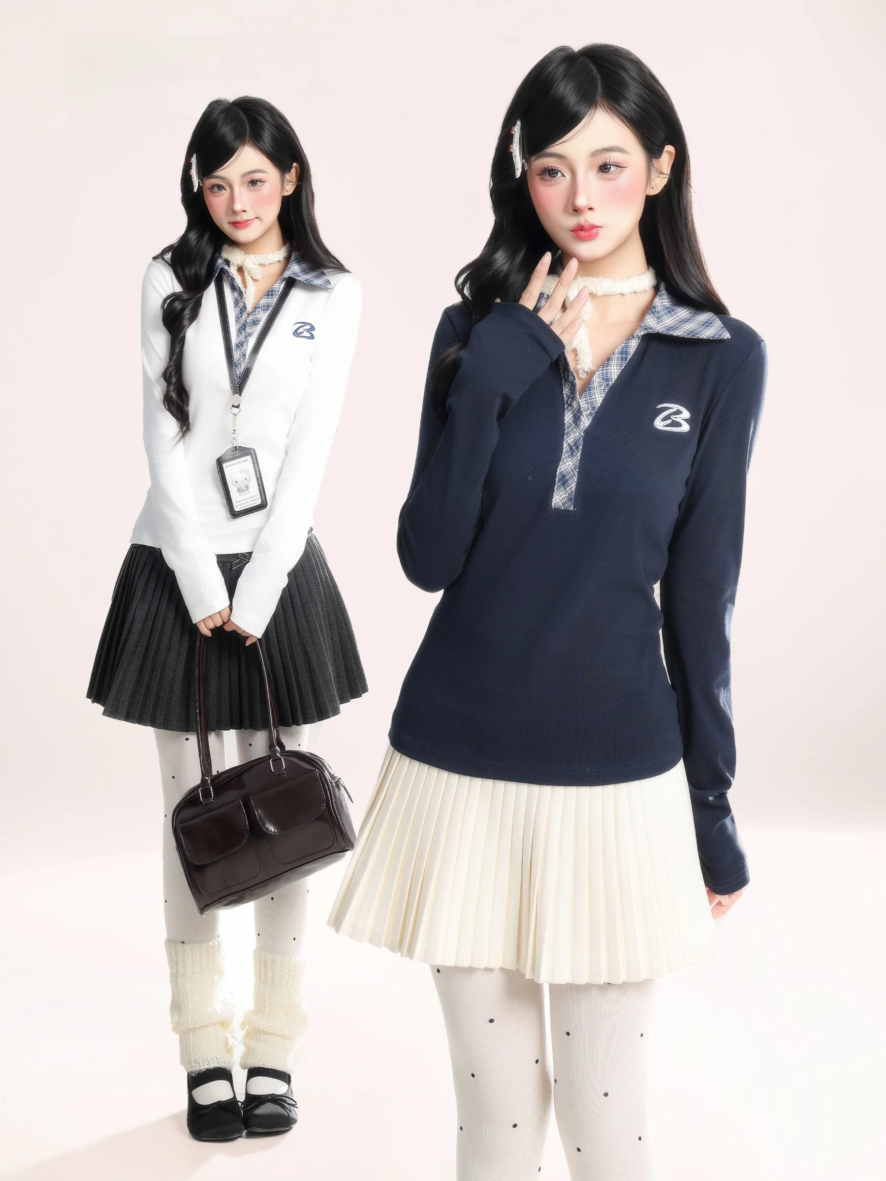 

Женская футболка HM American Retro Plaid Ne Long Sve T-irt, весенний дизайн, универсальный топ для похудения, модный топ из смесового хлопка