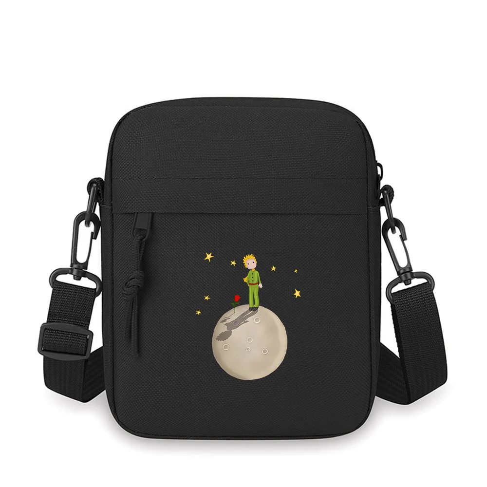 The little prince on the moon Men Crossbody Bag Single Shoulder Women Cartoon Anime Film Printing Design Unisex