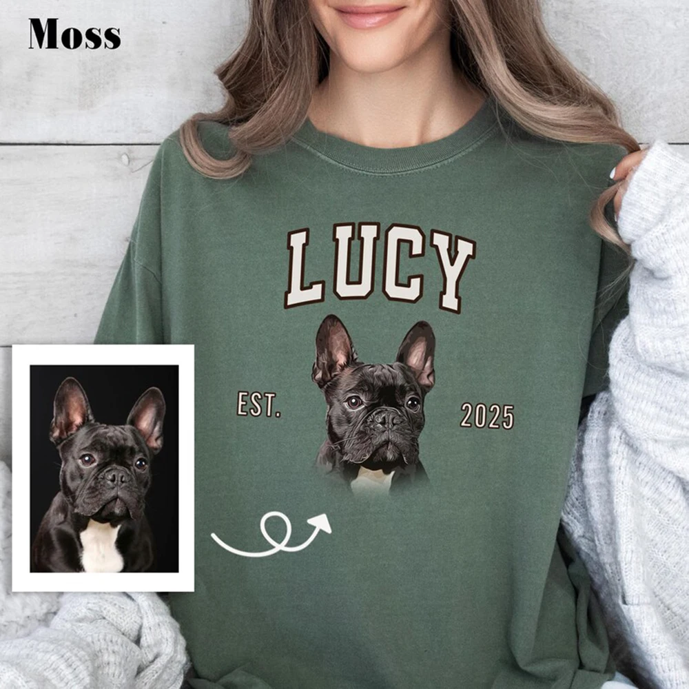 Soft Pet T Shirt Custom Tee Memorial Gift Dog Portrait Print Personalized Name Design For Pet Lovers Daily Wear Gift