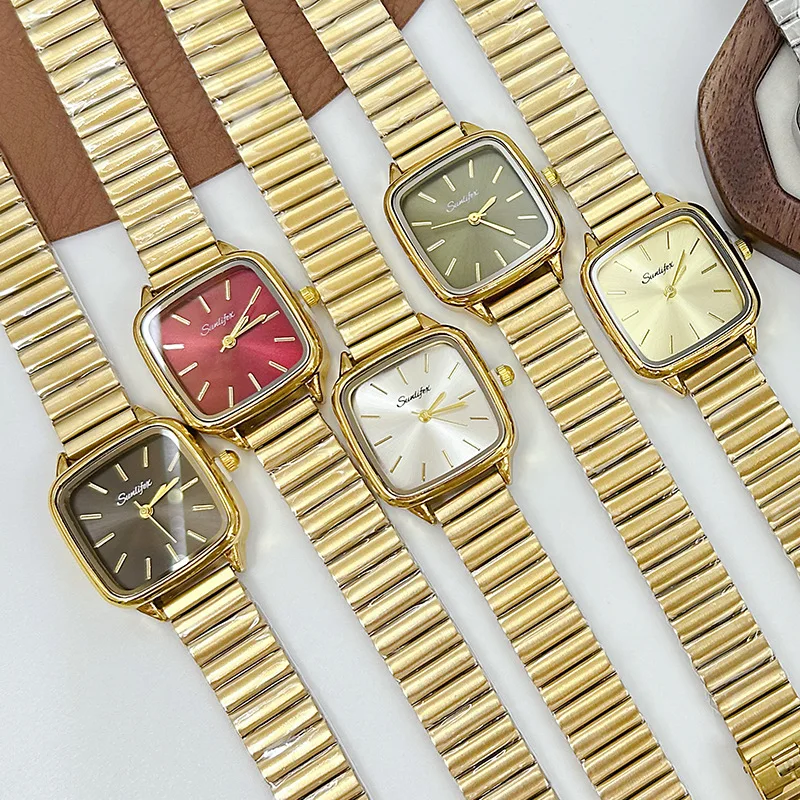 Elegant Women'S Wristwatch, Square Design, Trendy Retro Style, Simple And Sophisticated, Unique Women'S Wristwatch.