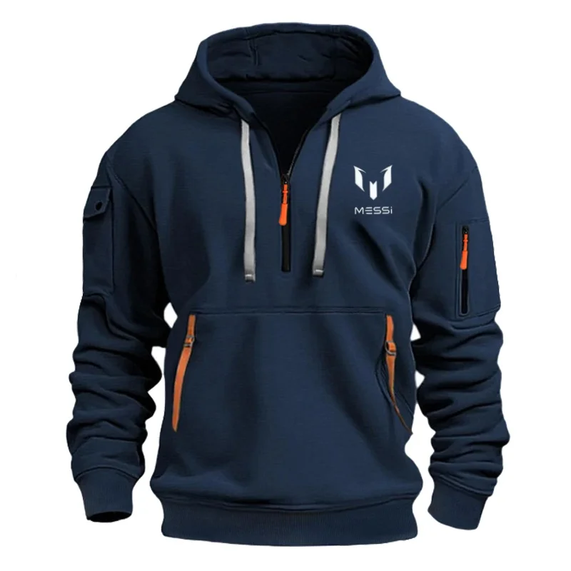 

New printed men's casual sport sweatshirt, winter and autumn fashion arm pocket hood, loose long-sleeved pullover, sweatshirt