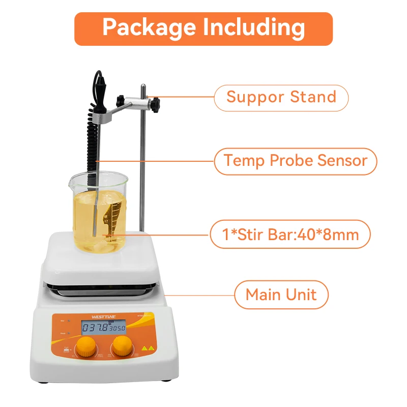 WESTTUNE محرك مغناطيسي مع محرك التدفئة شاشة ديجيتال ترموستاتي خلاط مغناطيسي مختبر خلاط أطباق ساخنة 1500 دورة في الدقيقة #4
