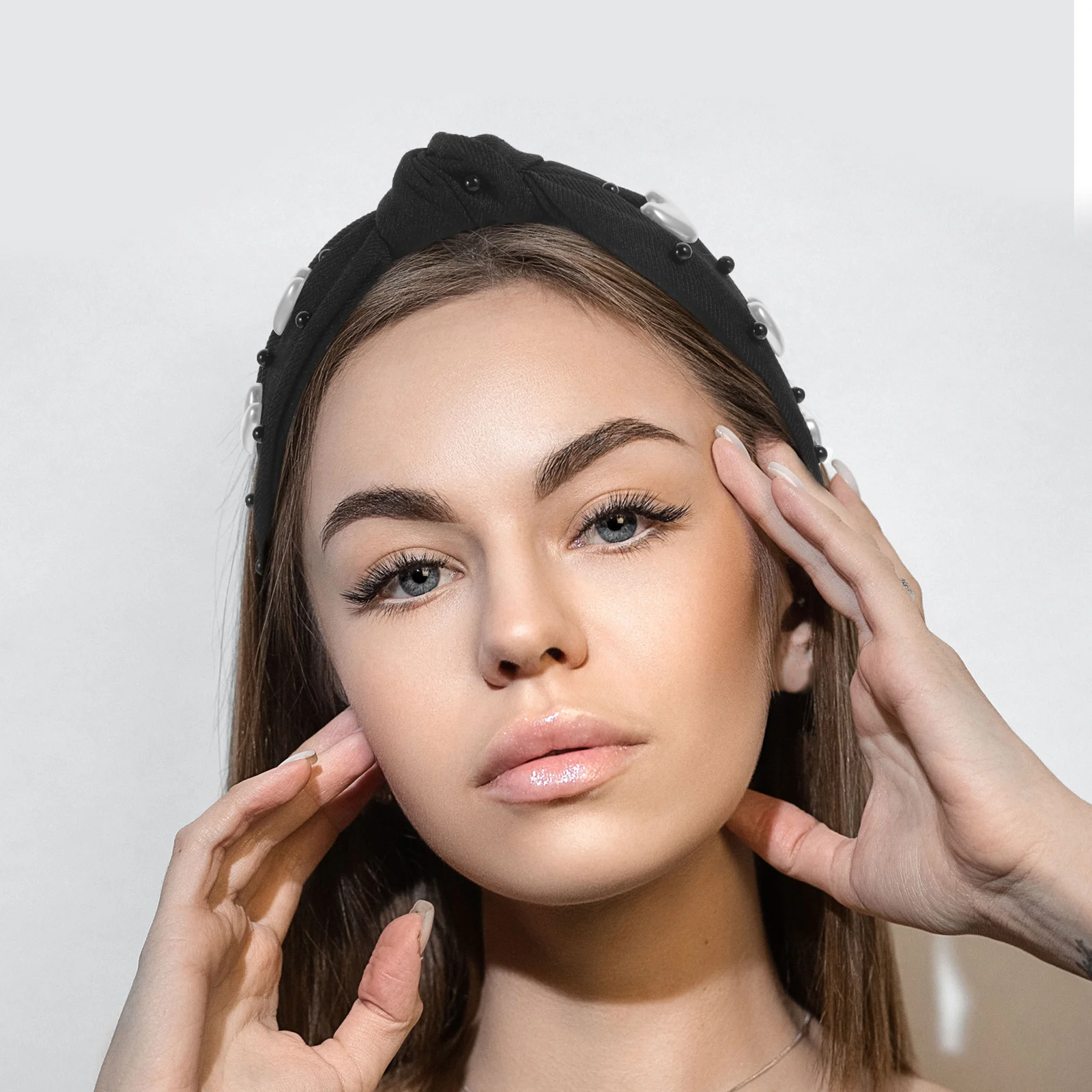 

Женская повязка на голову с жемчугом в форме сердца, мягкая нескользящая повязка для волос, стильные аксессуары для волос для мытья лица, макияжа