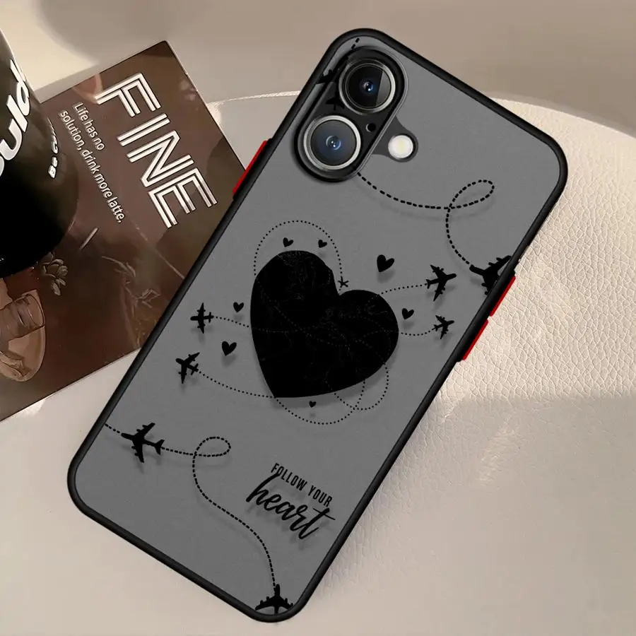 Flight Route Love Case for iPhone 17 Pro Max Air XS XR 17e 12 11 14 7 8 SE 15 16 Plus 13 Mini Funda Back Phone Cover