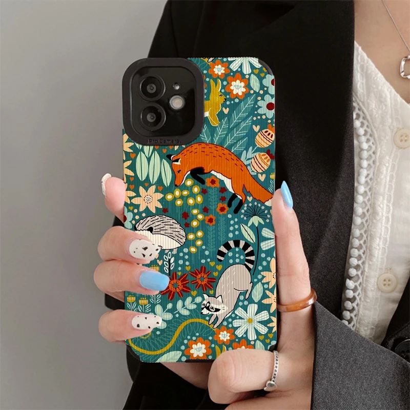 Textured Woodland Pattern Phone Cases for IPhone 11 Case 14 Pro Max 15 Pro Max IPhone Case for IPhone 13