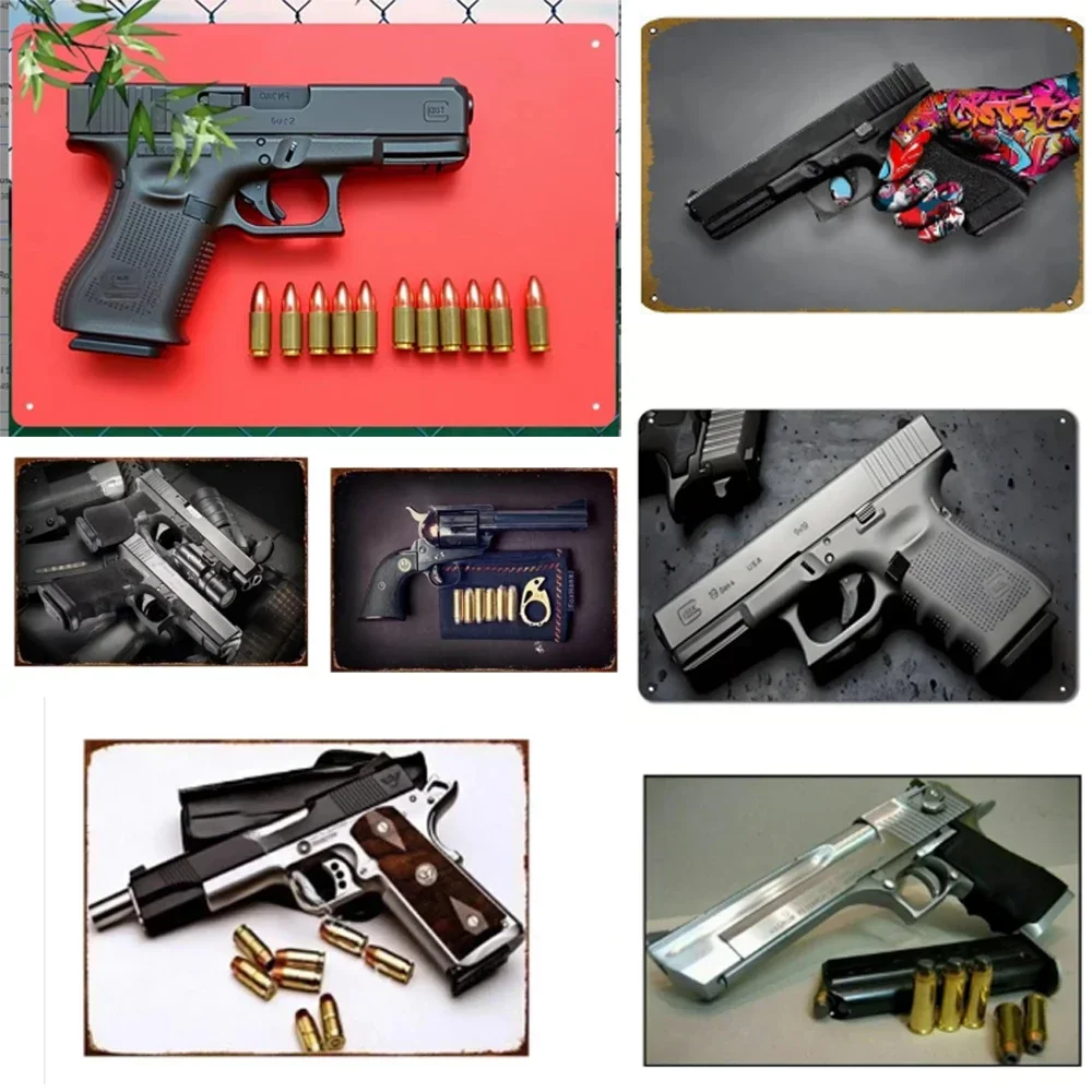 Metal Sign Firearm Inspired Wall Art Tactical Style Print Decor for Man Cave Gun Shop Workshop,Gun Enthusiast Home Display