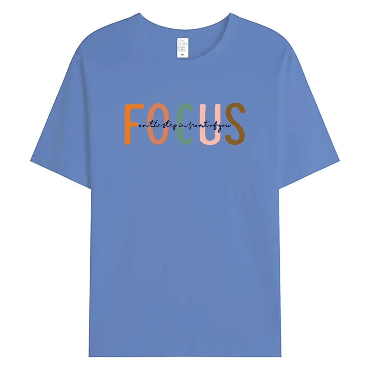 Focus on The Step in Front of You Women T-Shirt Motivational Quote Graphic Tee Mental Health Summer Cotton Tops Casual