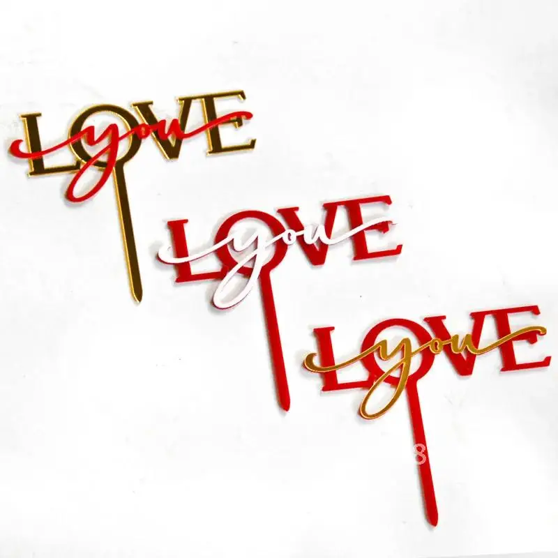 

Acrylic Cake Topper Double Layers Valentine's Day Cake Decoration Party Favors Baking Accessories Love You Cake Decorating Tools