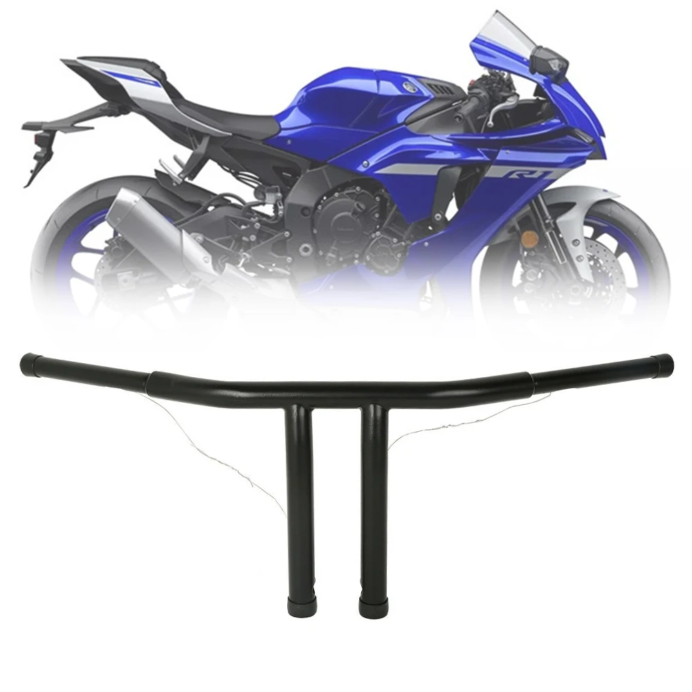 Black T-Bar Motorcycle Handlebar 31" Width 9.5" Rise 2.2" Center Mount, Universal Fit for 1" Standard Risers Replacement