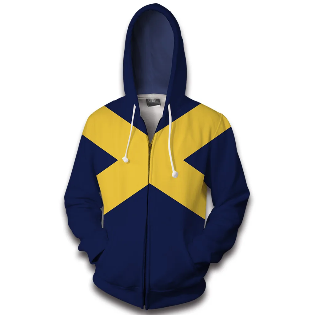 Movie X Men Hoodies Scott Summers Hooded Cyclops Wolverine Cosplay Jacket Phoenix Printing Sweatshirt Zipper Hoody Clothes Coat
