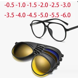 2380 New Retro Set Of Sunglasses Men Cat Eyes Magnetic Clip Sun Glasses Women TR Frame Prescriptio -0.5 -1.0 -2 -2.5 -3.0 to -6