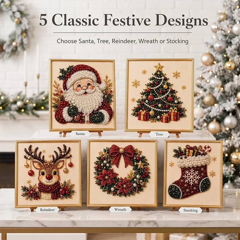 Christmas Pearl Diamond Painting Set 5d Diamond Art For Beginners Diy Special Shape Pearl Gem Crafts For Home Wall Decorat Gifts view 2