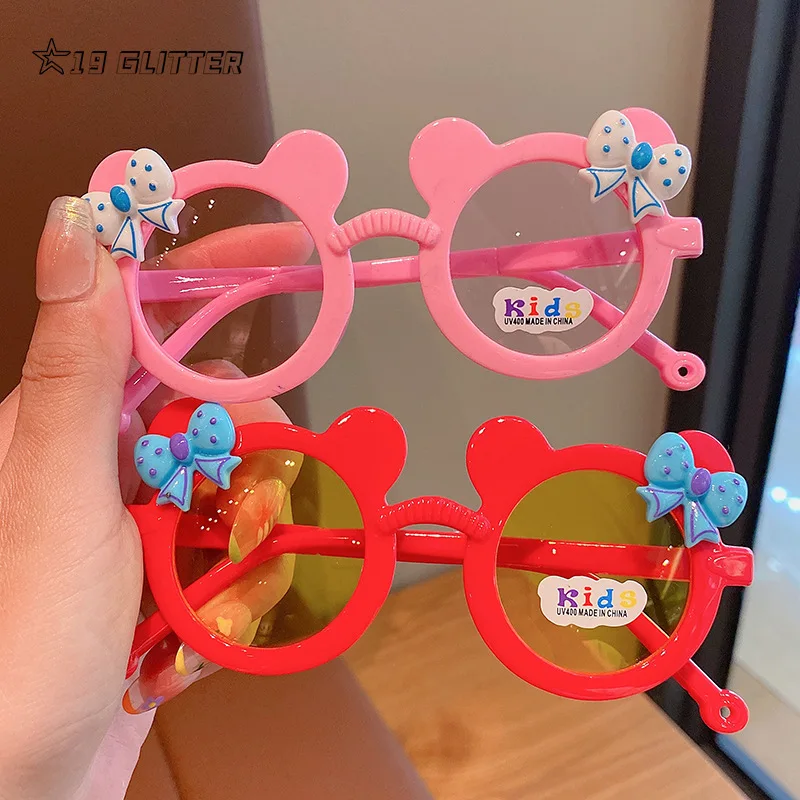 Polarized Children Sunglasses Boy Girl Cartoon UV400 Glasses Cute Personality Bow Bear Eyeglass Eyewear Bag Outdoor Hike Travel