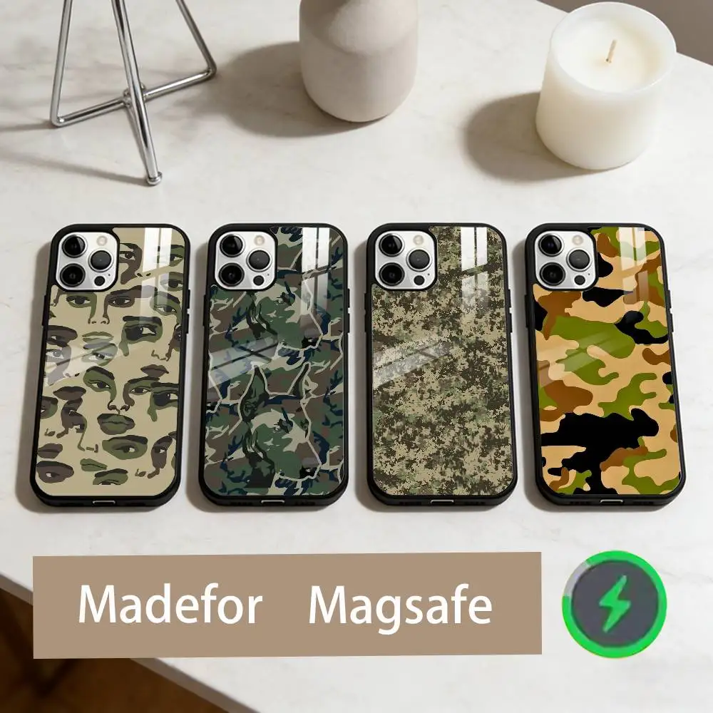 

C-Camouflage Camo Military Army Phone Case For iPhone17,16,15,14,13,12,11 Plus,Pro Max Magnetic For Magsafe Wireless Charging