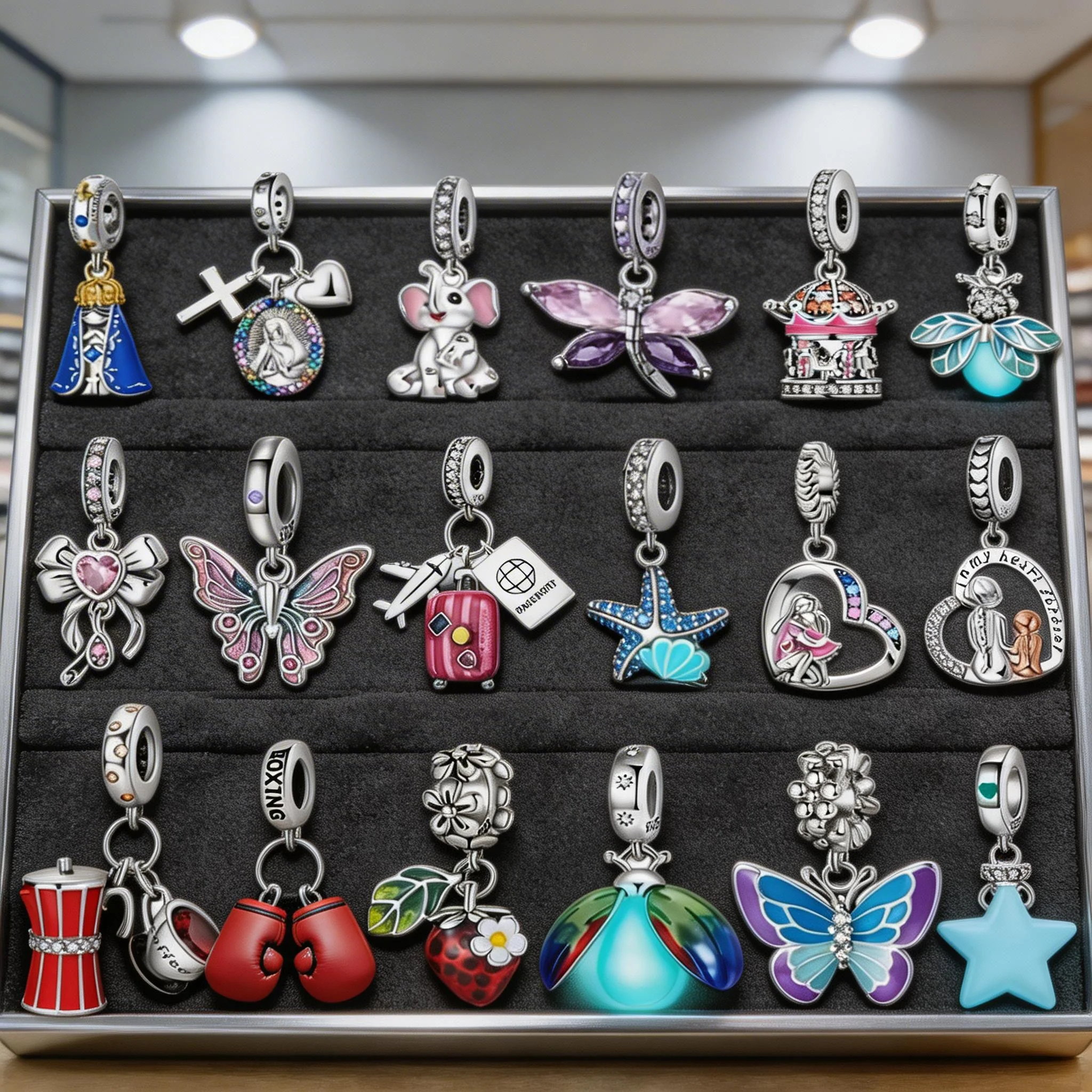 

925 Sterling Silver Elephant, starfish Charms Pendant with Cubic Zirconia,Fit DIY bracelet necklace Gift for Her,Colgante Plata