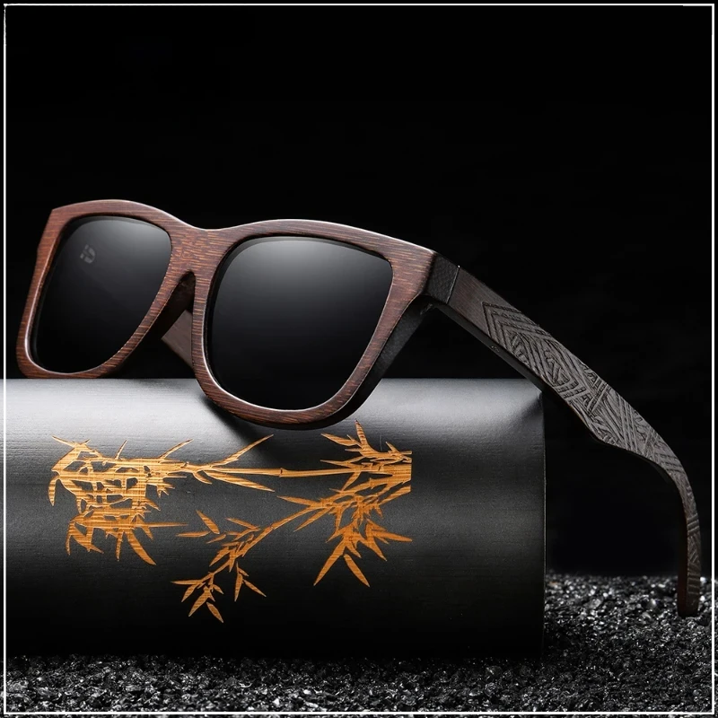 Vintage Wooden Fashion Bamboo Wooden Sunglasses Handmade Polarized Mirror Coating Lenses Eyewear  Sunglasses for Men