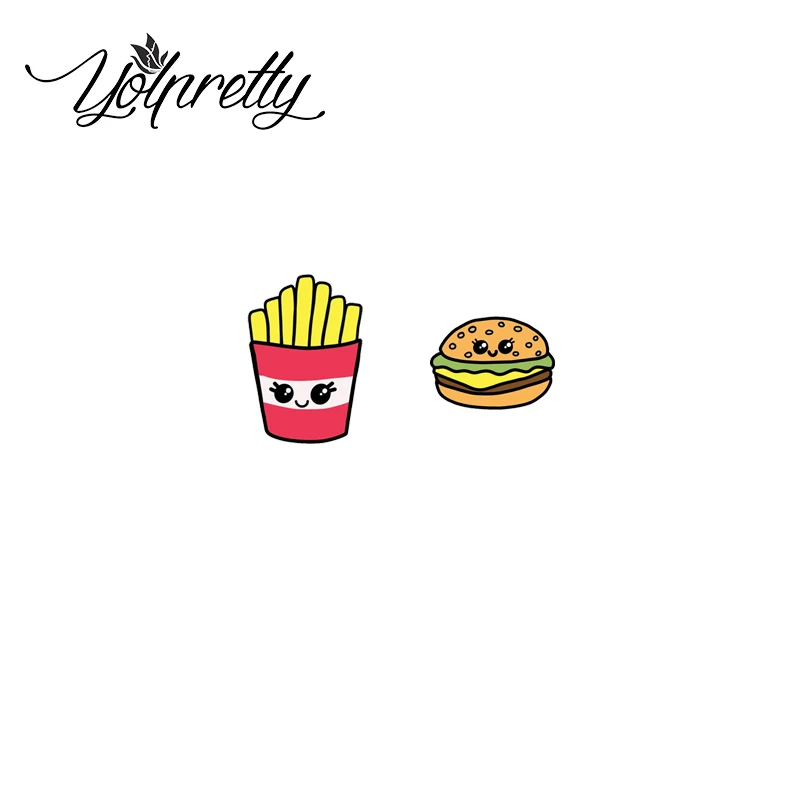 2021 New Cute Fastfood Breakfast Foods Milk Cookie Bread Hamburger Fries Handcraft Acrylic Epoxy Stud Earrings