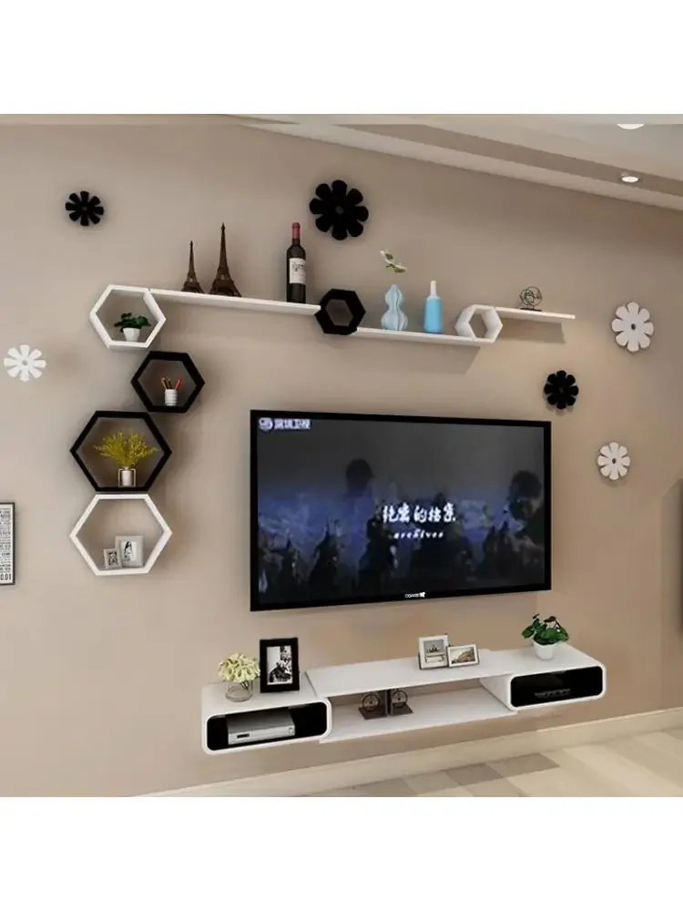 Wall shelf set-top box living room wall-mounted TV cabinet room background wall TV wall decoration frame