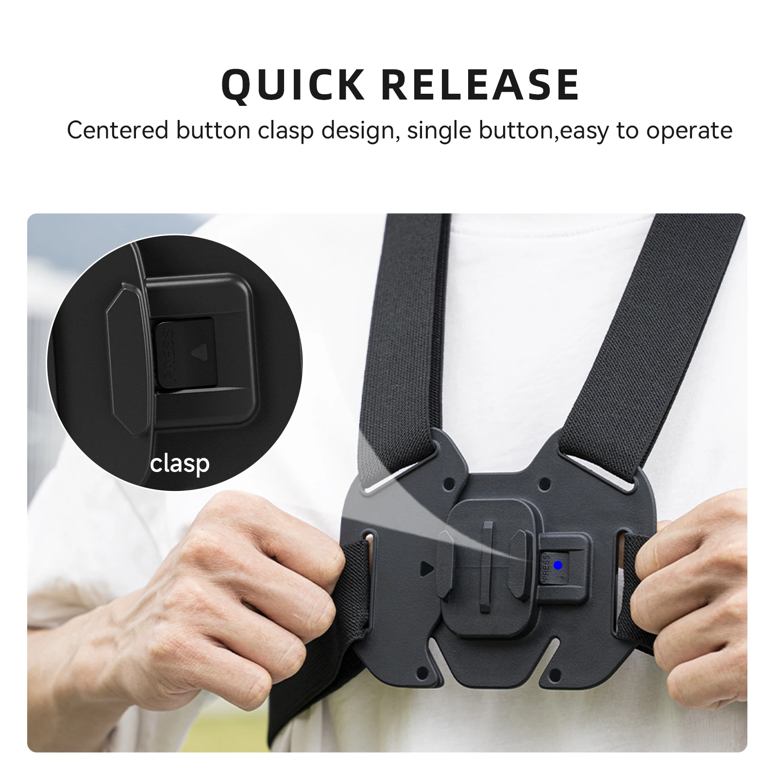 TELESIN Quick-Release Vest Chest Mount for Gopro Hero 13 12 11 10 9 8 DJI OSMO Action 5 Pro 4 3 Insta360 X5 X4 ACE Pro Accessory view 5