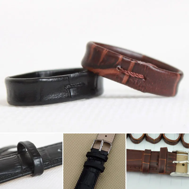 Genuine Leather Watchband Keeper Ring Hoop Loop Watch Strap Buckle Retainer Replacement Black Brown Watch Holder Accessories