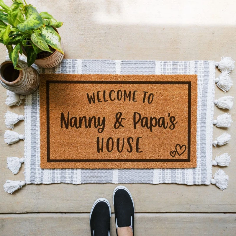 Personalized Coconut Coir Doormat Custom Logo Text Welcome Mat Grandparents Front Door Mat Birthday Gift For Grandma Mother Day