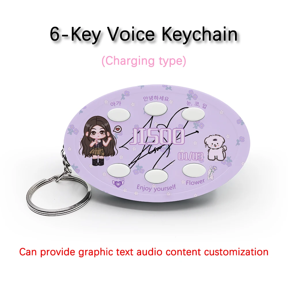 6-Key Voice Keychain For BLACKPINK Idol Kim Jisoo Voice / Picture Customization With Type-C Charging Cable Creative Pendant Gift