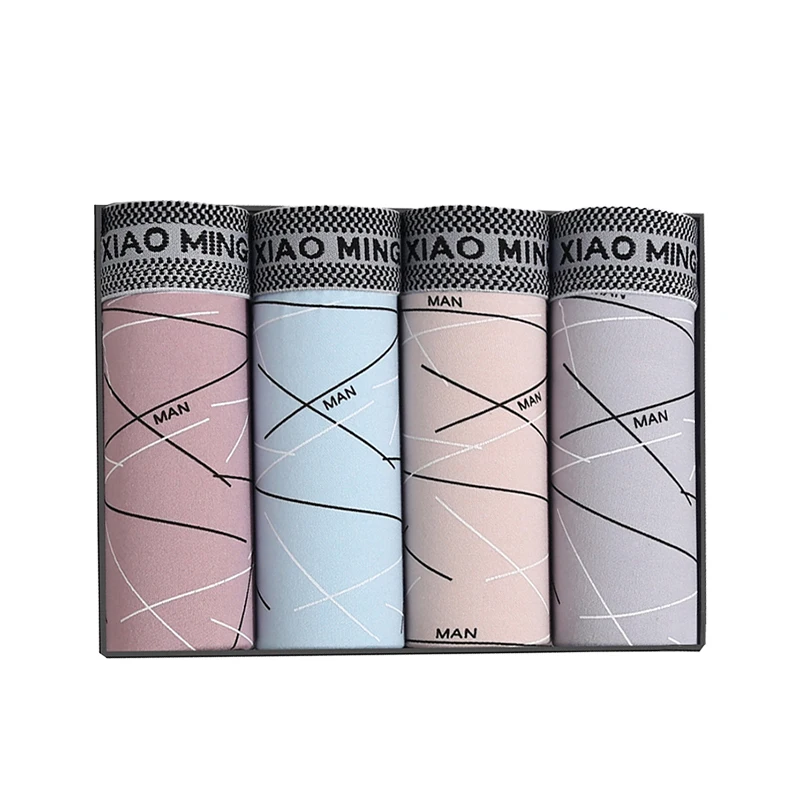 

Мужские трусы-боксеры с минималистичным абстрактным принтом, дышащие, мягкие, эластичные, 4 шт. в упаковке, для повседневного комфорта, мультиупаковка