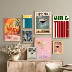 Margarita Martini Cocktail Bar Prints and Posters Retro Aesthetic Wall Art Kitchen Shop Pub Decor Canvas Painting