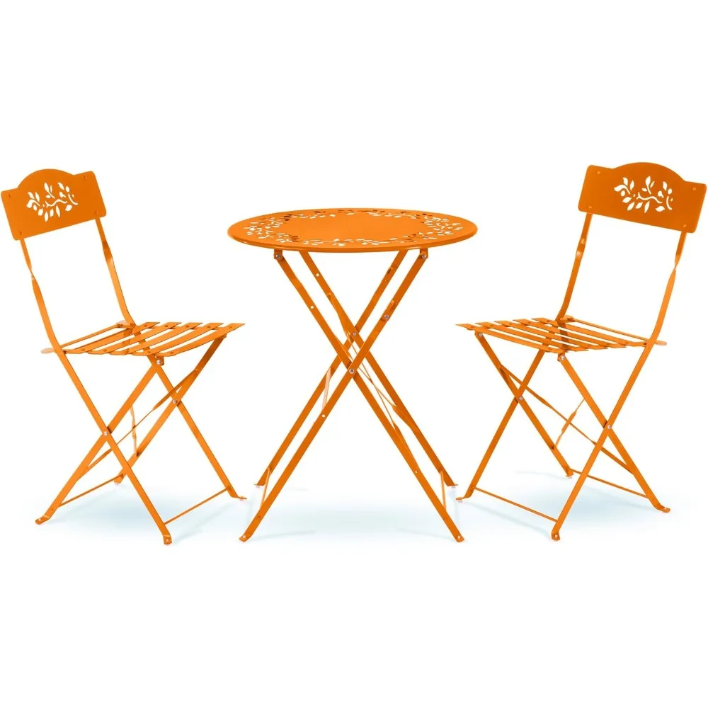 

MSY100A-OR Bistro Set, Table: 24" L x 24" W x 28" H Chair: 17" L 18" W x 33" H, Orange