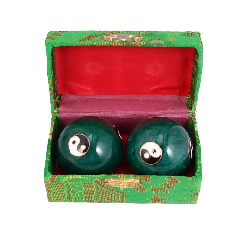 1Pair Chimes Hand Massage Ball Chinese Tai Chi Pattern Muscle Relaxation Exercise Sport Fitness Trigger Point Stress Pain Relief