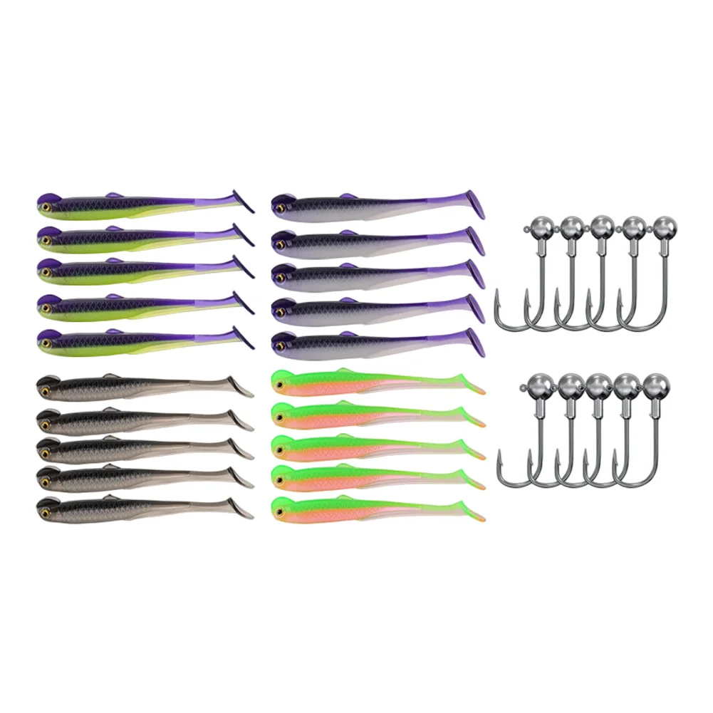 

51 шт., набор мягких рыболовных приманок TSoft с хвостовой петушкой для окуня, форели MultiRig Action, устойчивые к зацепанию и укусам материалов