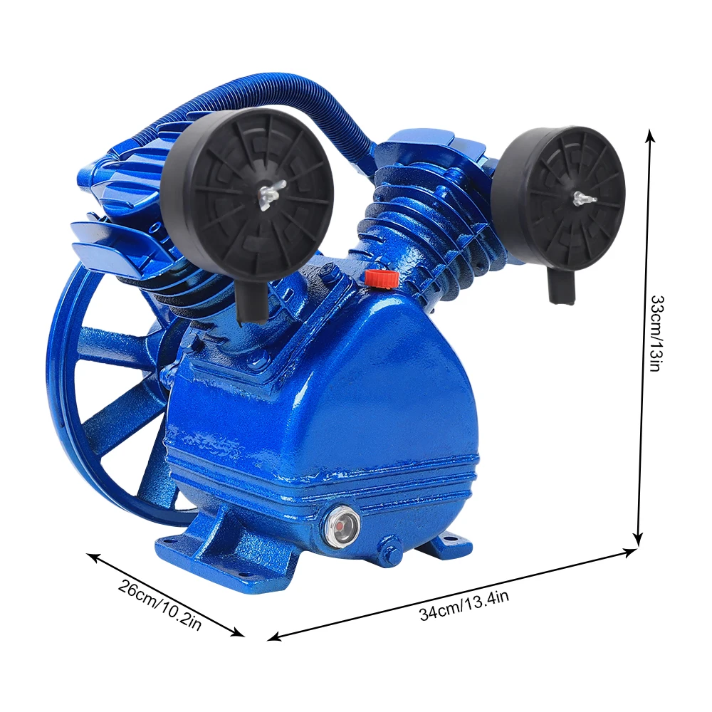 V Air Compressor Pump Head for 3 HP 2 Piston Motor Twin Cylinder Single Stage