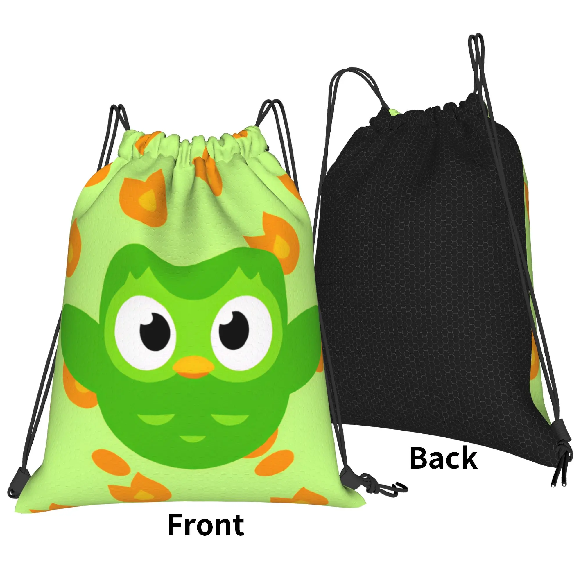 Drawstring Bag Cute Owl Backpack Duolingos Water Resistant Water Resistant Travel Sackpack String Bags For Unisex
