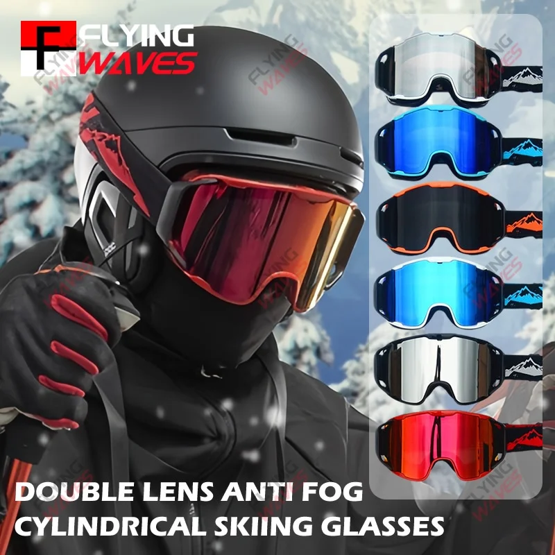 

Большие лыжные очки с двойными противотуманными линзами REVO OTG, зимние очки UV-400 для взрослых, молодежи, сноуборда, снегохода, катания на собаках