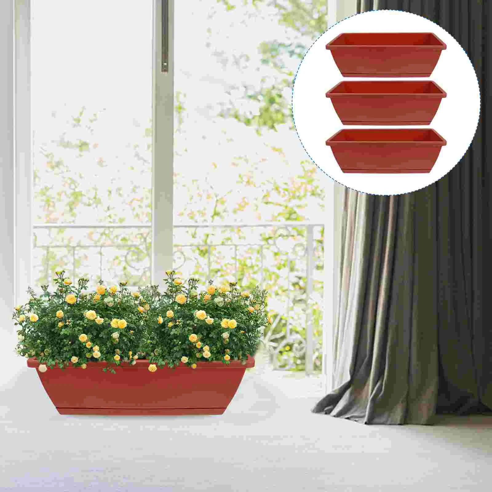 

3 Pcs Flower Pot Planting Trough Balcony Vegetables Hanging Basket Planter Plastic Holder Vase Garden Gardening Flowerpot