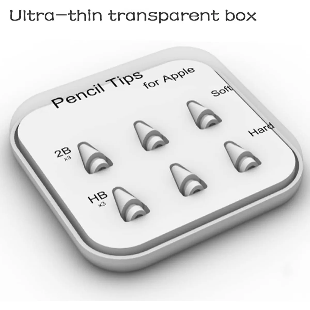 애플 펜슬용 펜촉 - 미끄럼 방지 그립, 종이 같은 감촉의 소음 감소 스타일러스 펜촉, 초부드러운 2B 펜촉 (6개입)